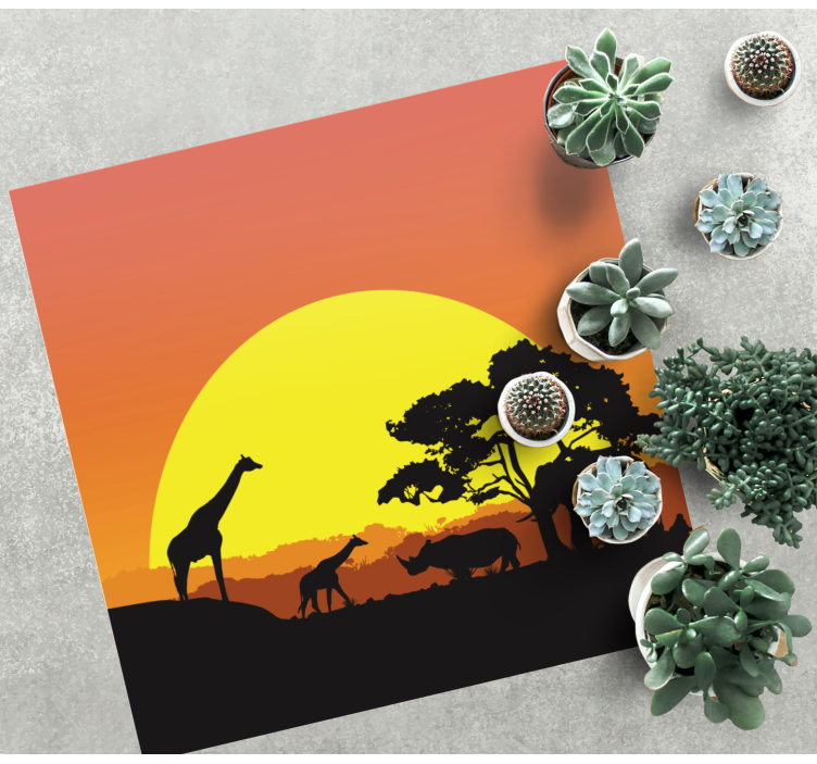 Aflombra vinílica animales escena de safari al atardecer - TenVinilo