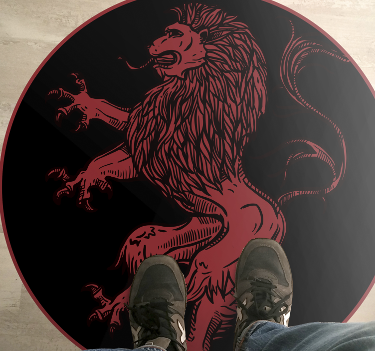Aflombra vinílica animales emblema del león rojo - TenVinilo