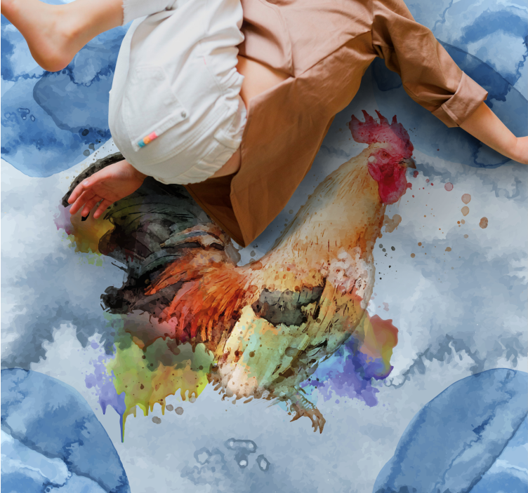 Aflombra vinílica animales gallo de acuarela - TenVinilo