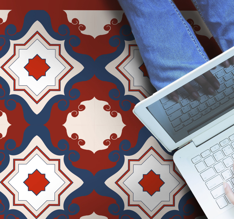 Alfombra vinilo azulejos rojos vintage - TenVinilo