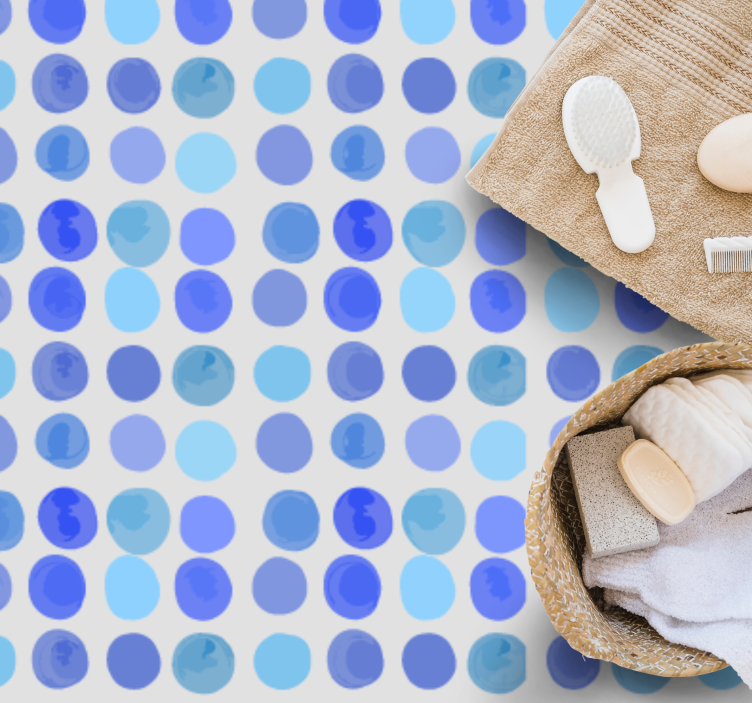 Alfombra vinílica baño patrón de puntos azules - TenVinilo