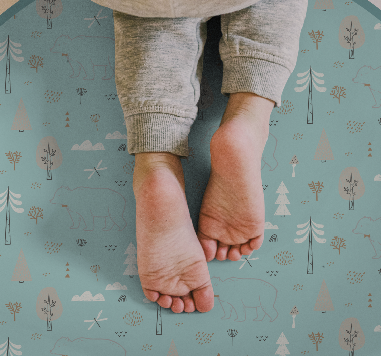 Alfombra vinílica bebé escena de animales del bosque - TenVinilo