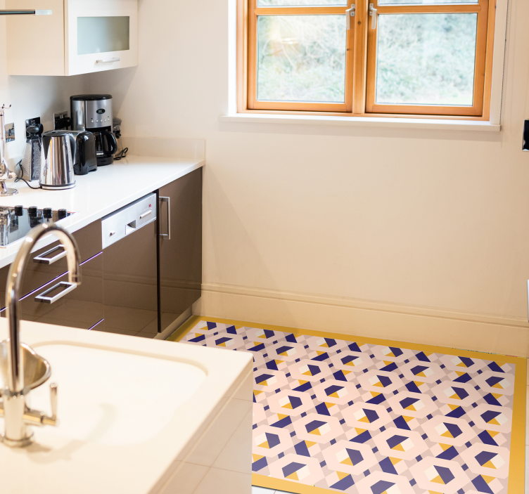 Alfombra vinílica cocina concepto geométrico alegre - TenVinilo