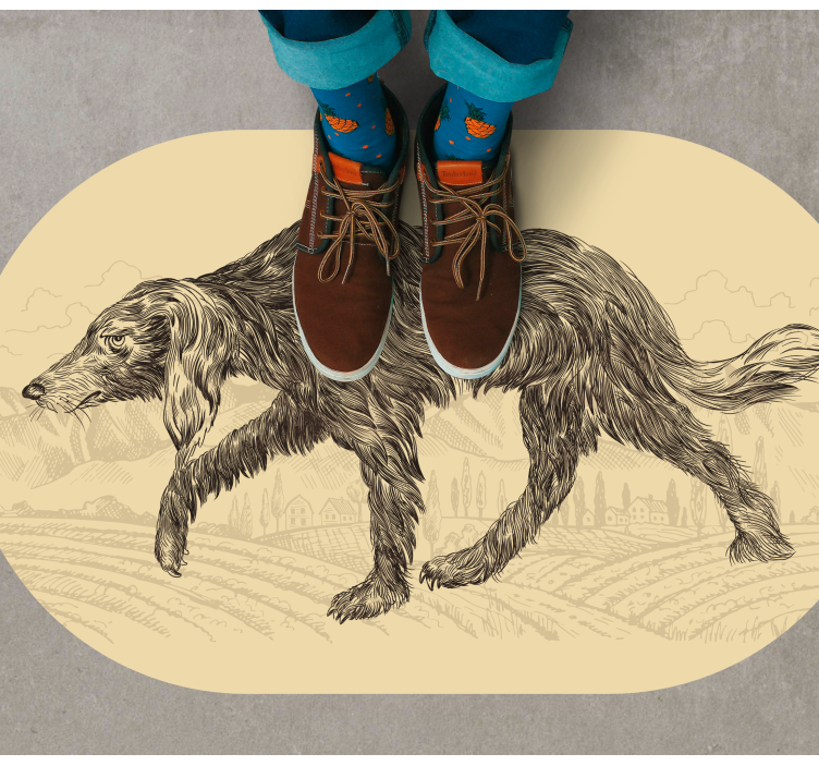 Alfombra vinilo cocina Perro viejo cansado - TenVinilo