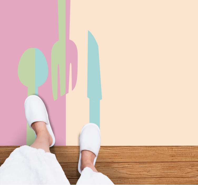 Alfombra vinílica cocina siluetas de utensilios con estilo - TenVinilo