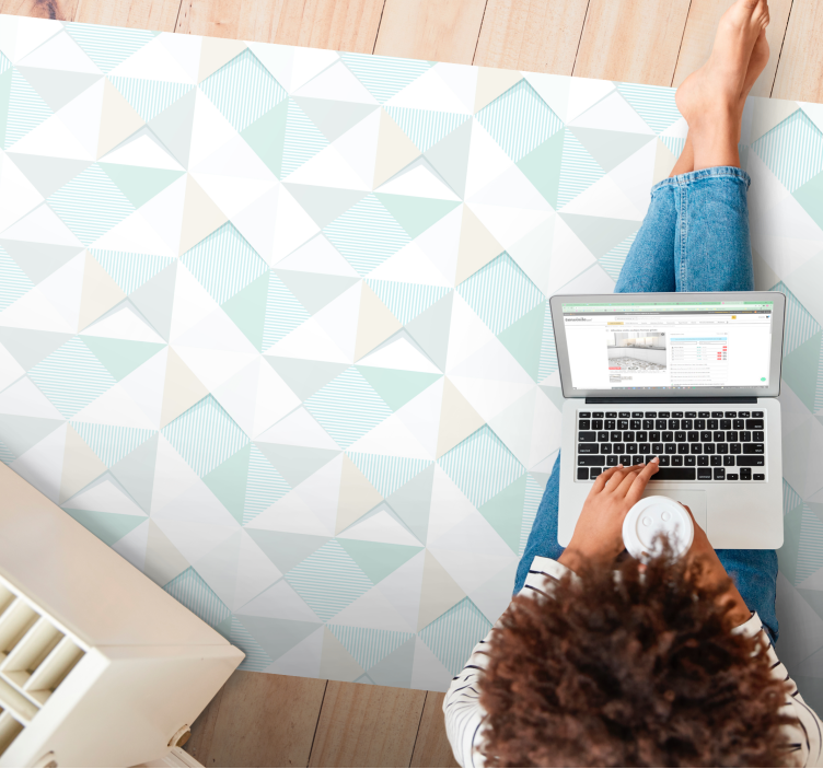 Alfombra vinílica con superposición de patrón geométrico - TenVinilo