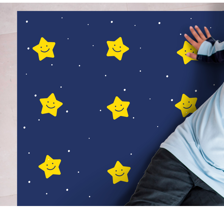 Alfombra vinílica de estrellas patrón azul feliz - TenVinilo