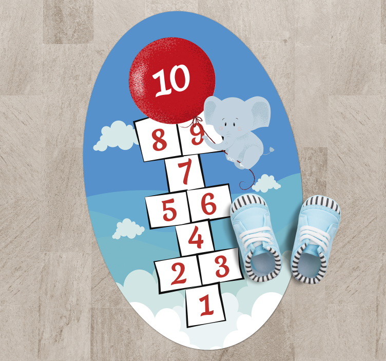 Alfombra de vinilo con juego de rayuela de elefante - TenVinilo