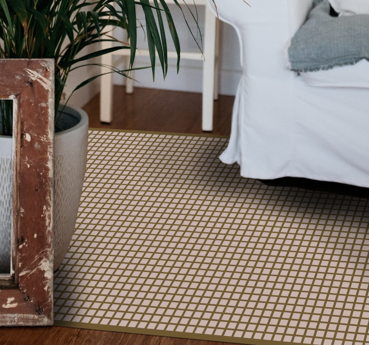 Alfombra de vinilo geométrica Cuadrados beige - TenVinilo