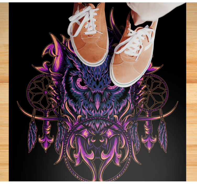 Aflombra vinílica animales arte de atrapasueños de búho - TenVinilo