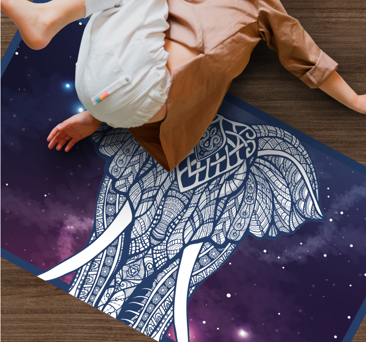 Alfombra de vinilo étnica Elefante cosmos multicolor - TenVinilo