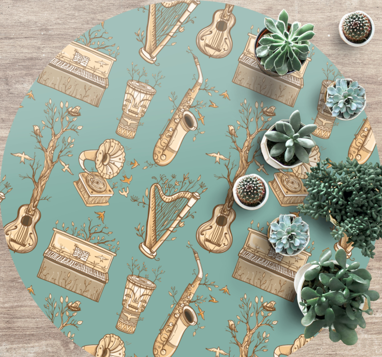 Alfombra vinílica infantil armonía de instrumentos musicales - TenVinilo