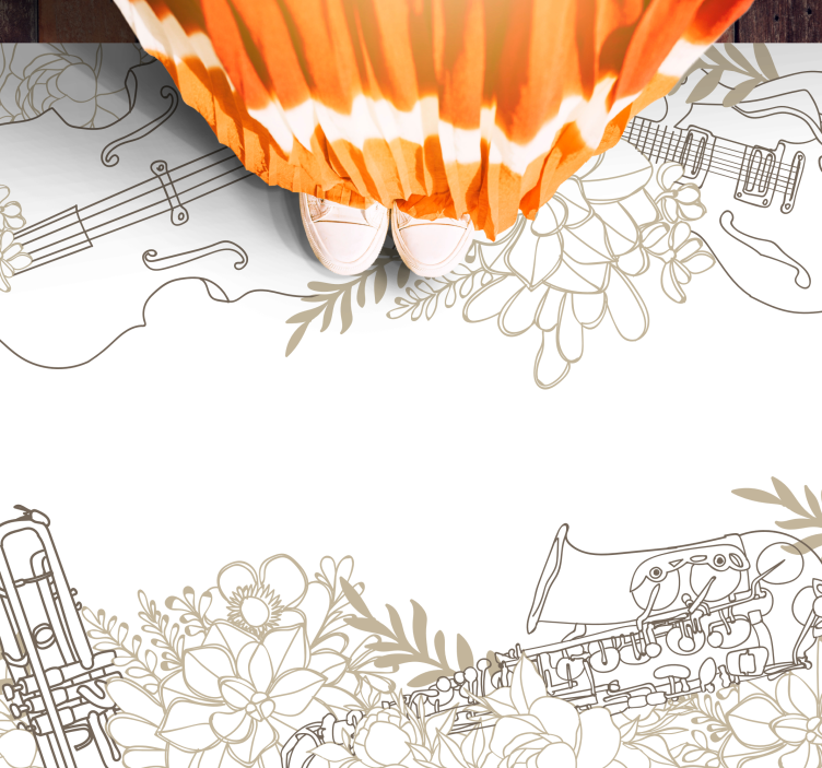 Alfombra vinílica flores arreglo floral musical - TenVinilo