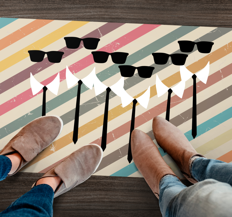 Alfombra vinílica rayas atuendo elegante para grupo - TenVinilo