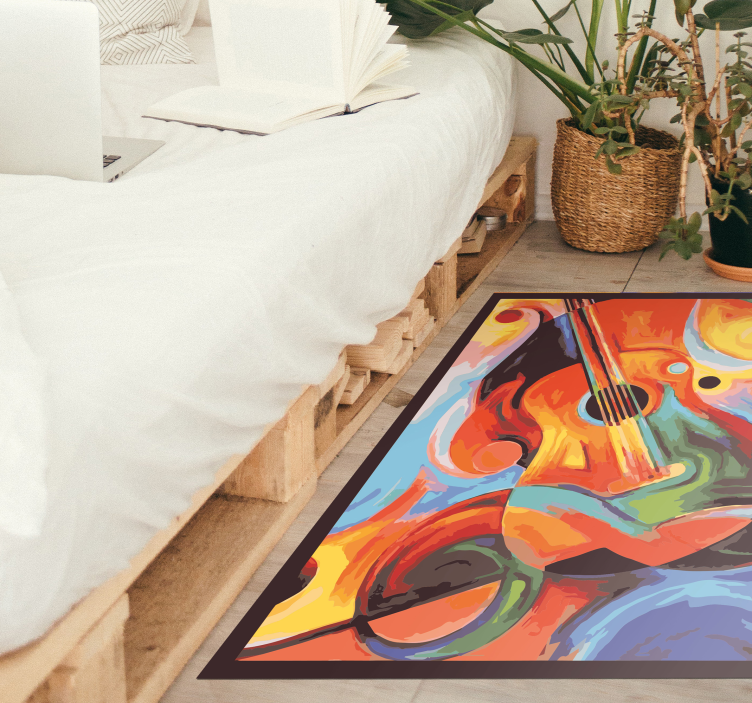 Alfombra vinílica dormitorio sinfonía musical de colores - TenVinilo