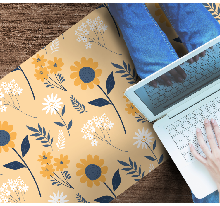 Alfombra vinílica flores alegre arreglo botánico - TenVinilo