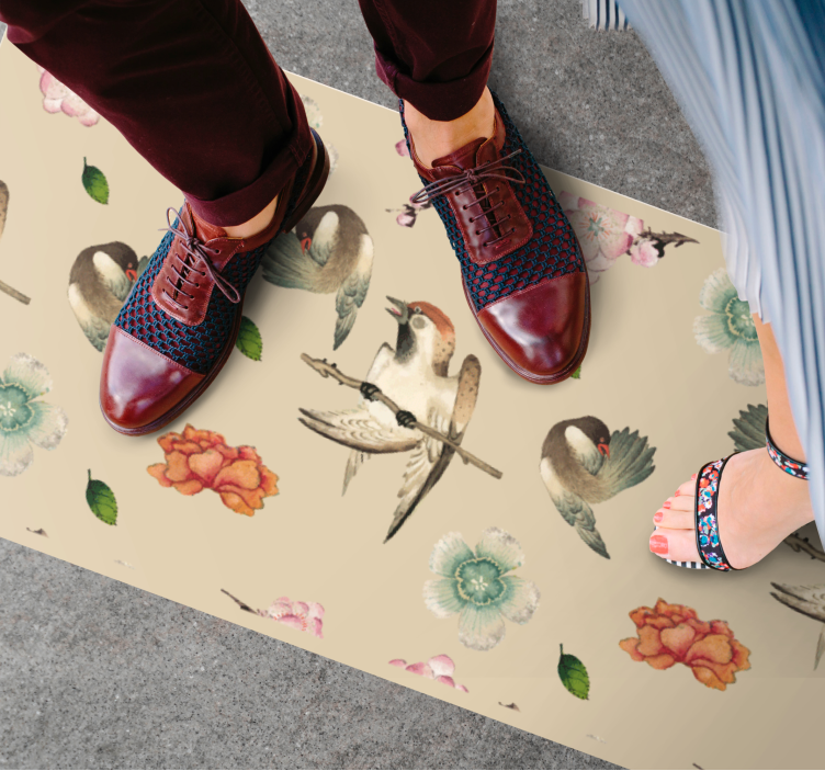 Aflombra vinílica animales pájaros y flores - TenVinilo