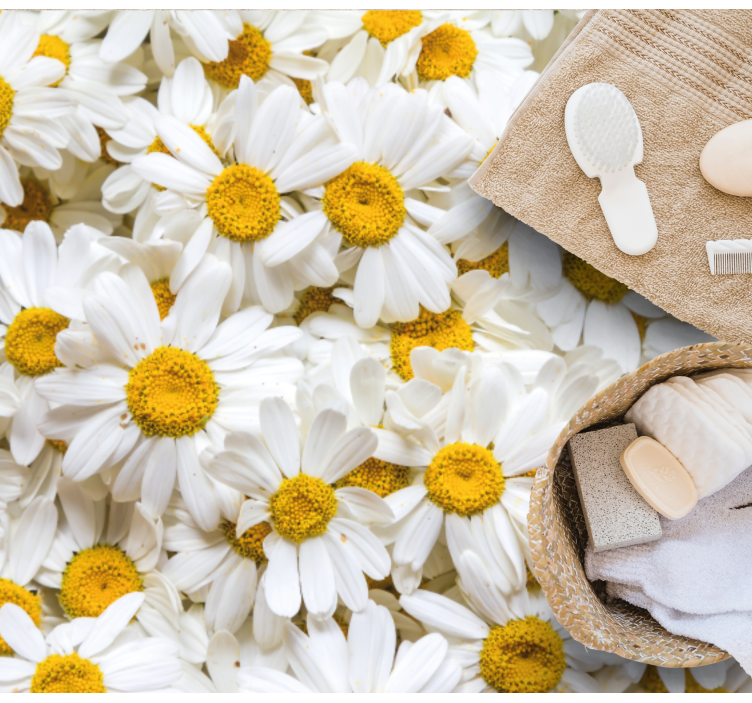 Alfombra vinílica baño concepto de flor de margarita - TenVinilo