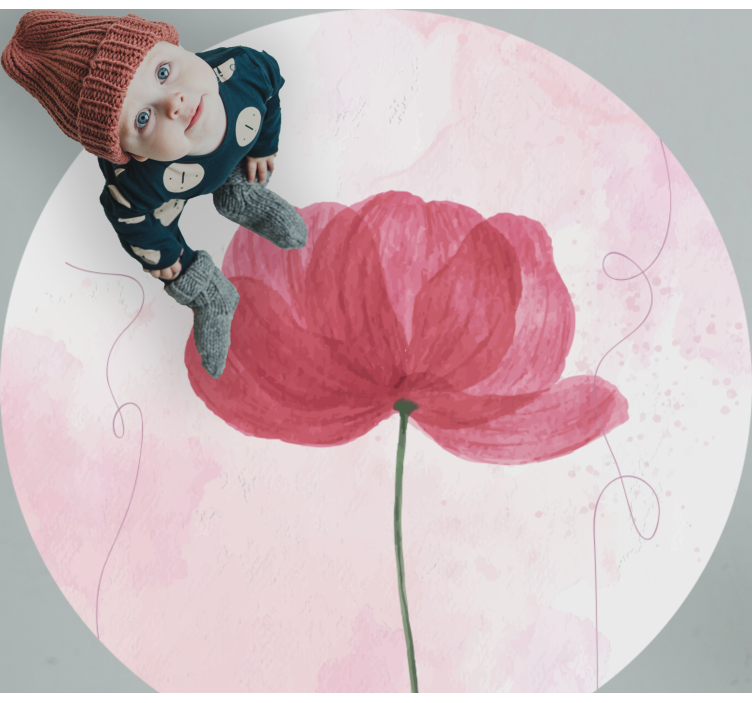 Alfombra vinílica flores diseño de amapola en acuarela - TenVinilo