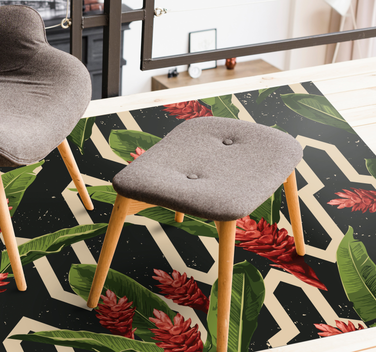 Alfombra vinílica flores geométrico botánico - TenVinilo