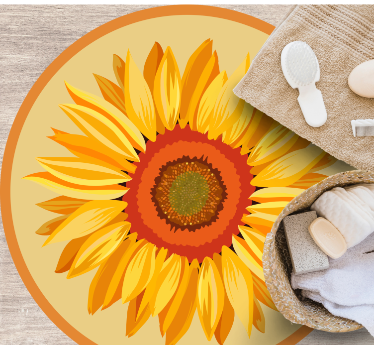 Alfombra vinílica flores girasol redondo - TenVinilo