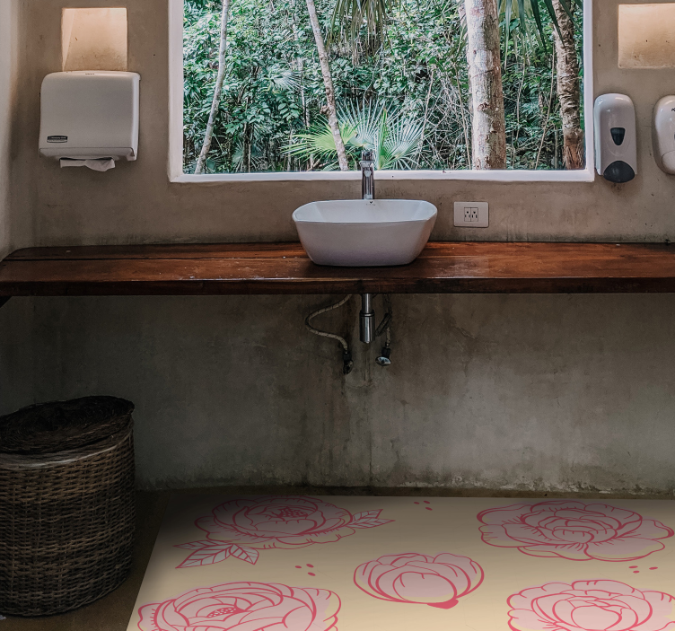 Alfombra vinílica flores motivo floral rosa - TenVinilo