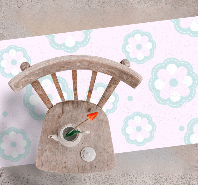 Alfombra vinílica infantil motivo floral suave - TenVinilo