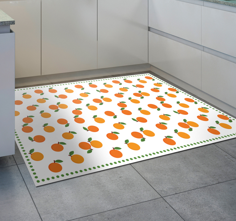 Alfombra vinílica cocina patrón de cítricos naranja - TenVinilo