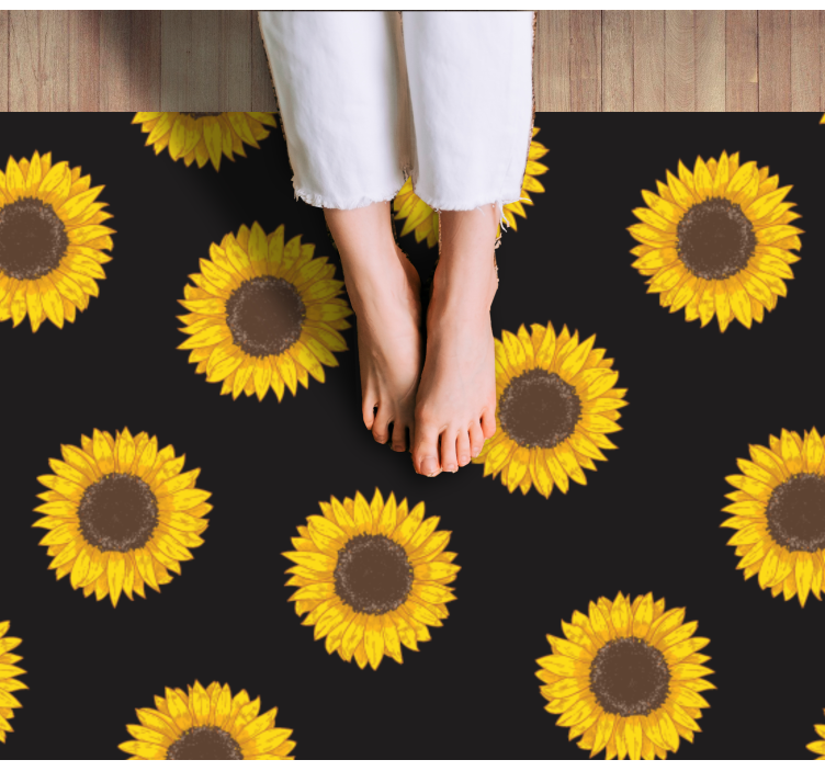 Alfombra vinílica flores patrón de girasol - TenVinilo