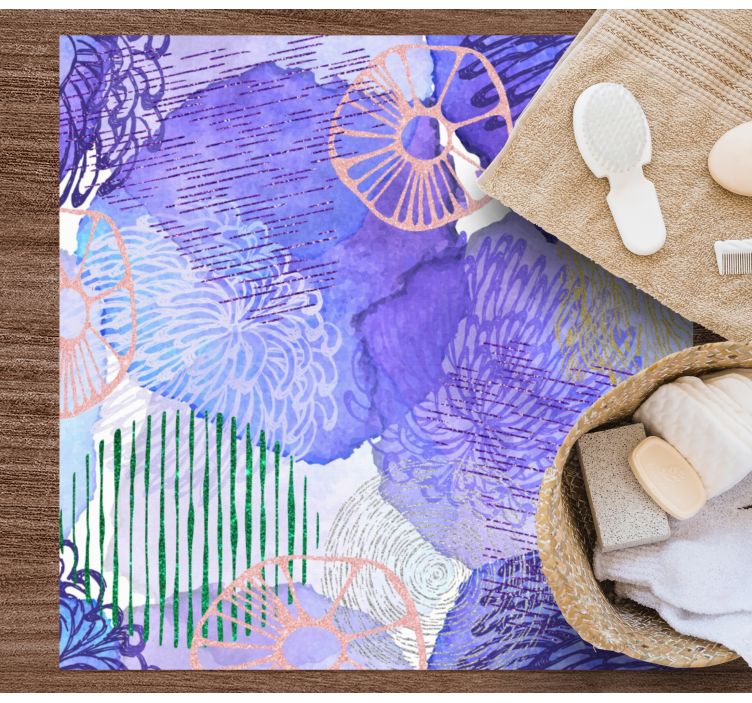 Alfombra vinílica baño patrones florales en espiral - TenVinilo