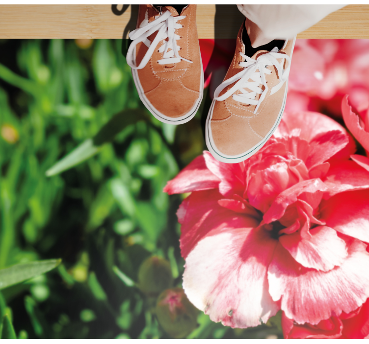 Alfombra vinílica flores rosas y césped - TenVinilo