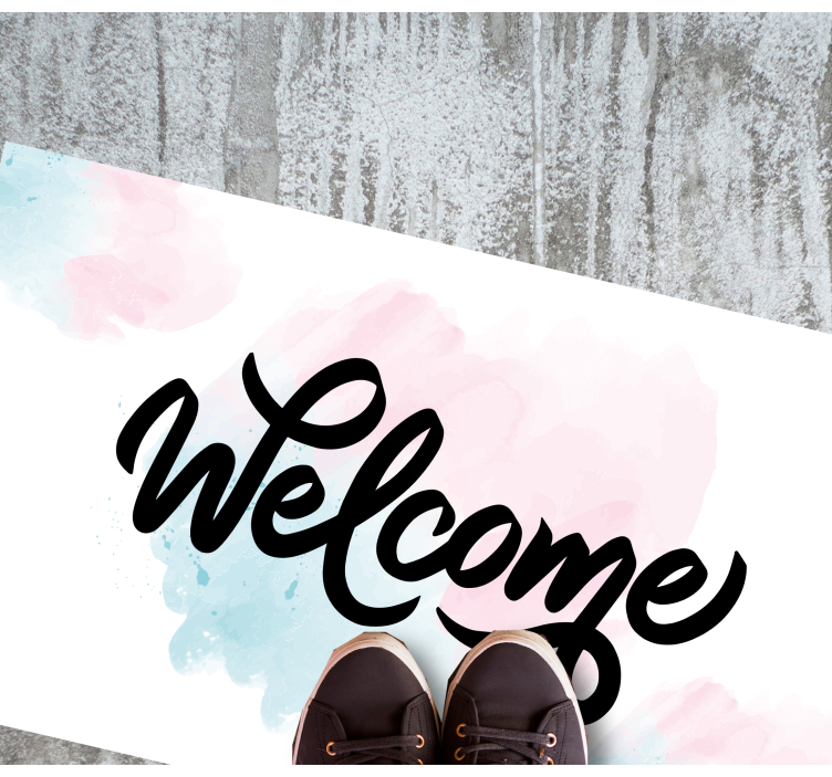 Alfombra vinílica recibidor acuarela bienvenida - TenVinilo