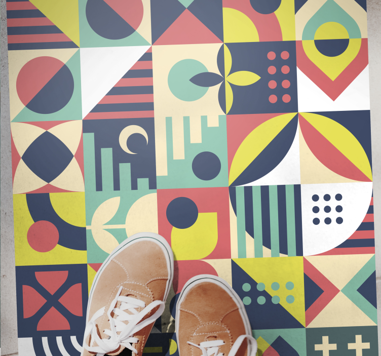 Alfombra vinílica geométrica formas vivas - TenVinilo