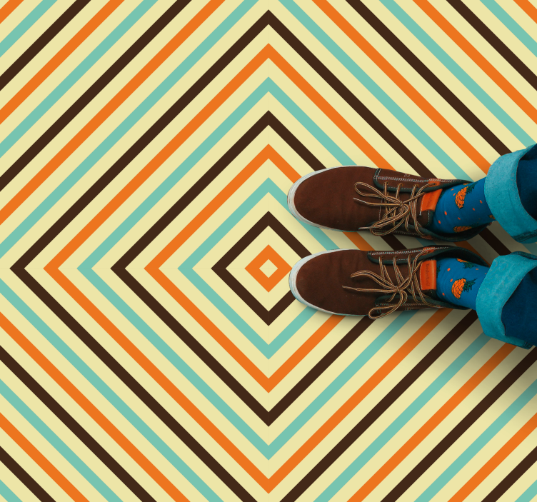 Alfombra vinílica geométrica líneas con patrón de diamantes - TenVinilo