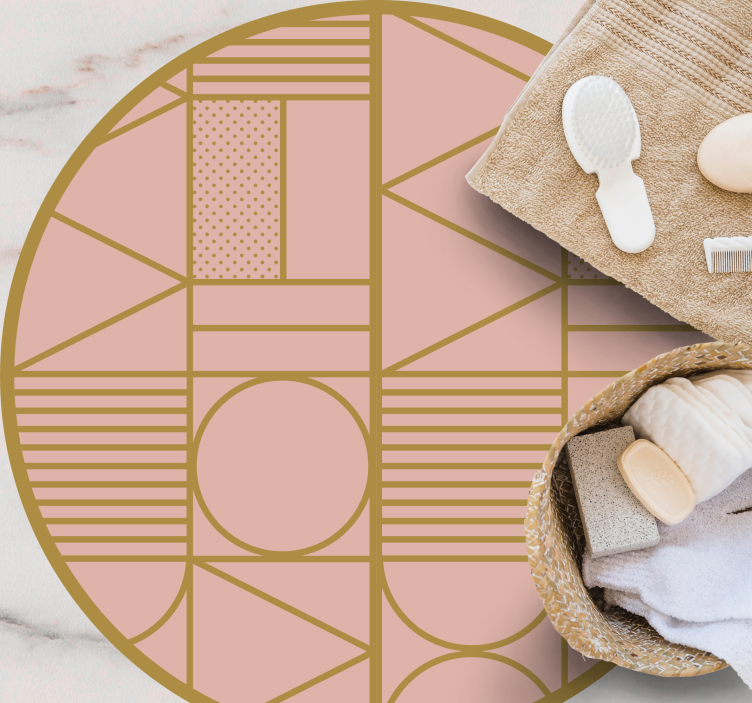 Alfombra vinílica geométrica motivo rosa - TenVinilo