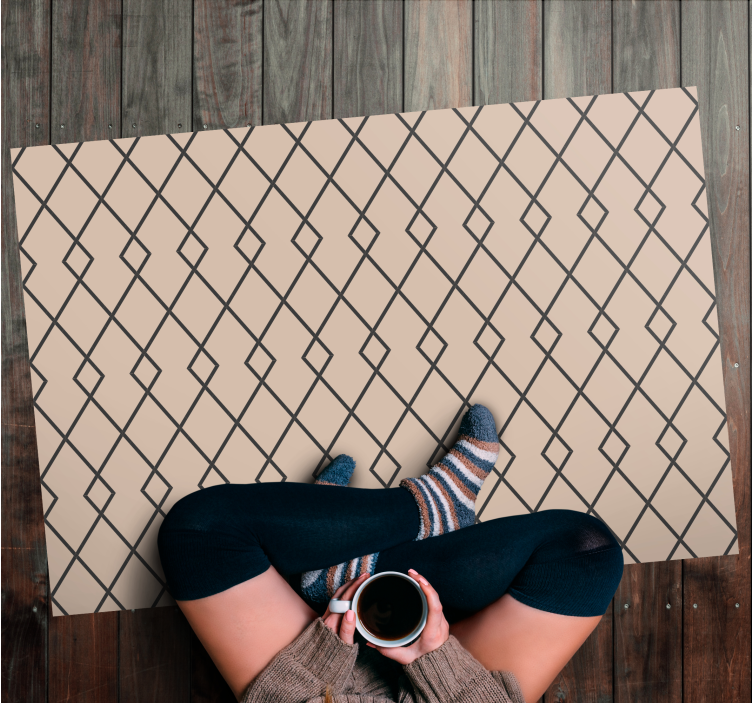 Alfombra de vinilo geométrica Patrón geométrico de diamante beige - TenVinilo