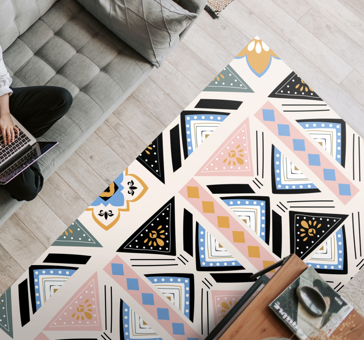 Alfombra vinílica geométrica tapiz con motivos geométricos - TenVinilo