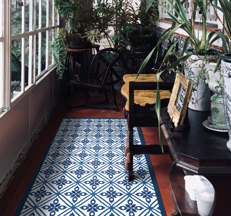 Alfombra vinílica hidráulica diseño de patrón de mosaico - TenVinilo