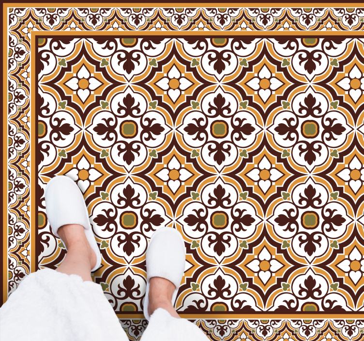 Alfombra vinílica hidráulica elaborado arreglo de mosaico - TenVinilo