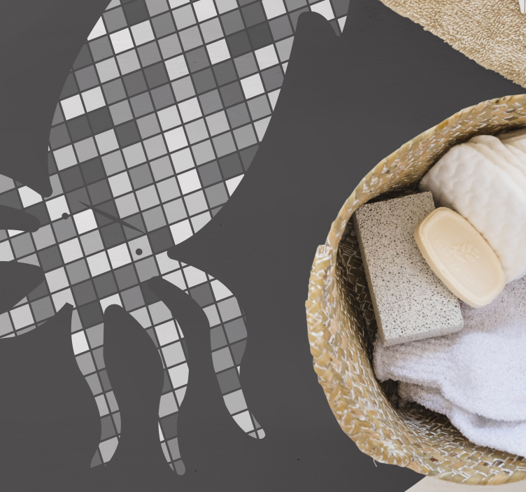 Alfombra vinílica hidráulica silueta de calamar en mosaico - TenVinilo