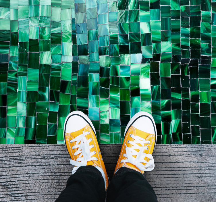 Alfombra vinílica mosaico losetas de mosaico verde - TenVinilo
