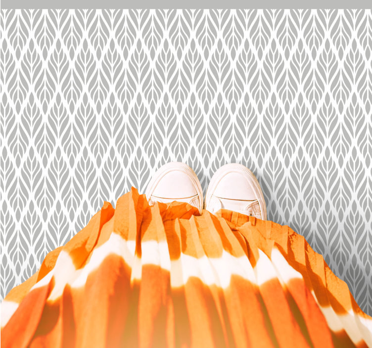 Alfombra vinílica moderna patrón de hojas grises - TenVinilo