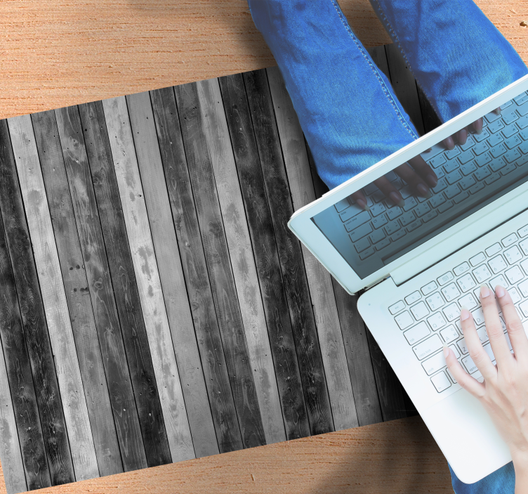 Alfombra vinílica imitación madera aspecto gris cálido - TenVinilo