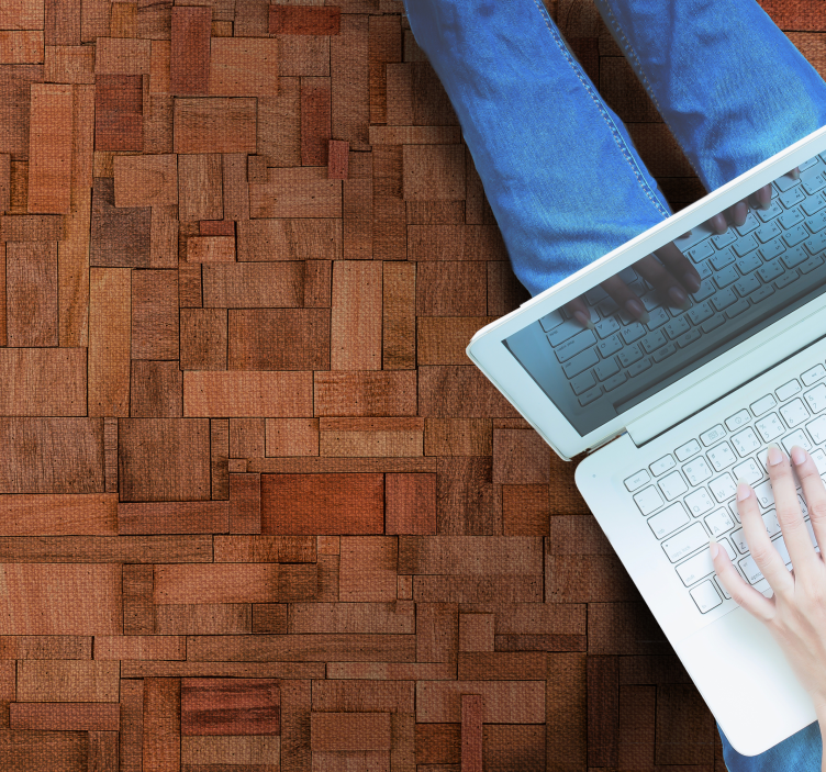 Alfombra vinílica imitación madera patrón de bloque cálido - TenVinilo