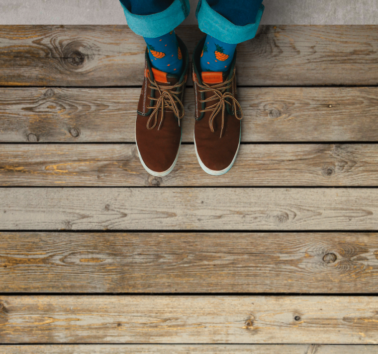 Alfombra vinílica imitación madera superficie rústica - TenVinilo