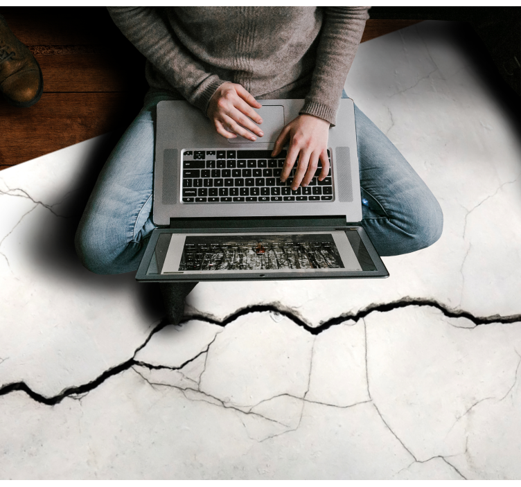 Alfombra vinílica imitación mármol blanca arrugada - TenVinilo