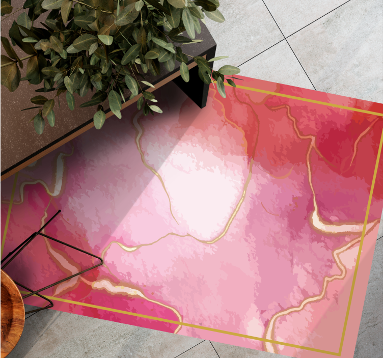 Alfombra vinílica imitación mármol elegancia en rosados - TenVinilo