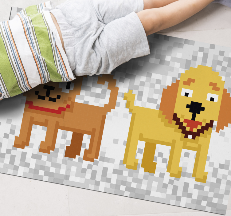Alfombra vinílica infantil amigos mascotas pixelados - TenVinilo