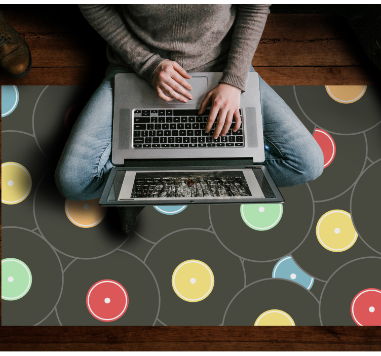 Alfombra vinílica juvenil discos de vinilo vibrantes - TenVinilo