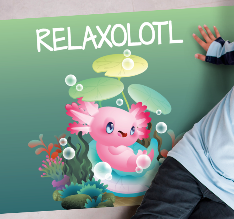 Alfombra vinílica infantil estanque relaxolotl - TenVinilo